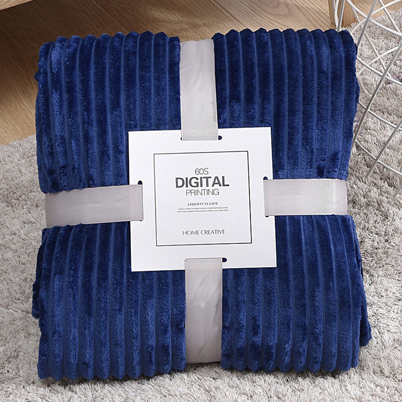 Youxiang Blue Polyester Hugging Blanket Home Decor Soft Plush Lightweight 100x70cm